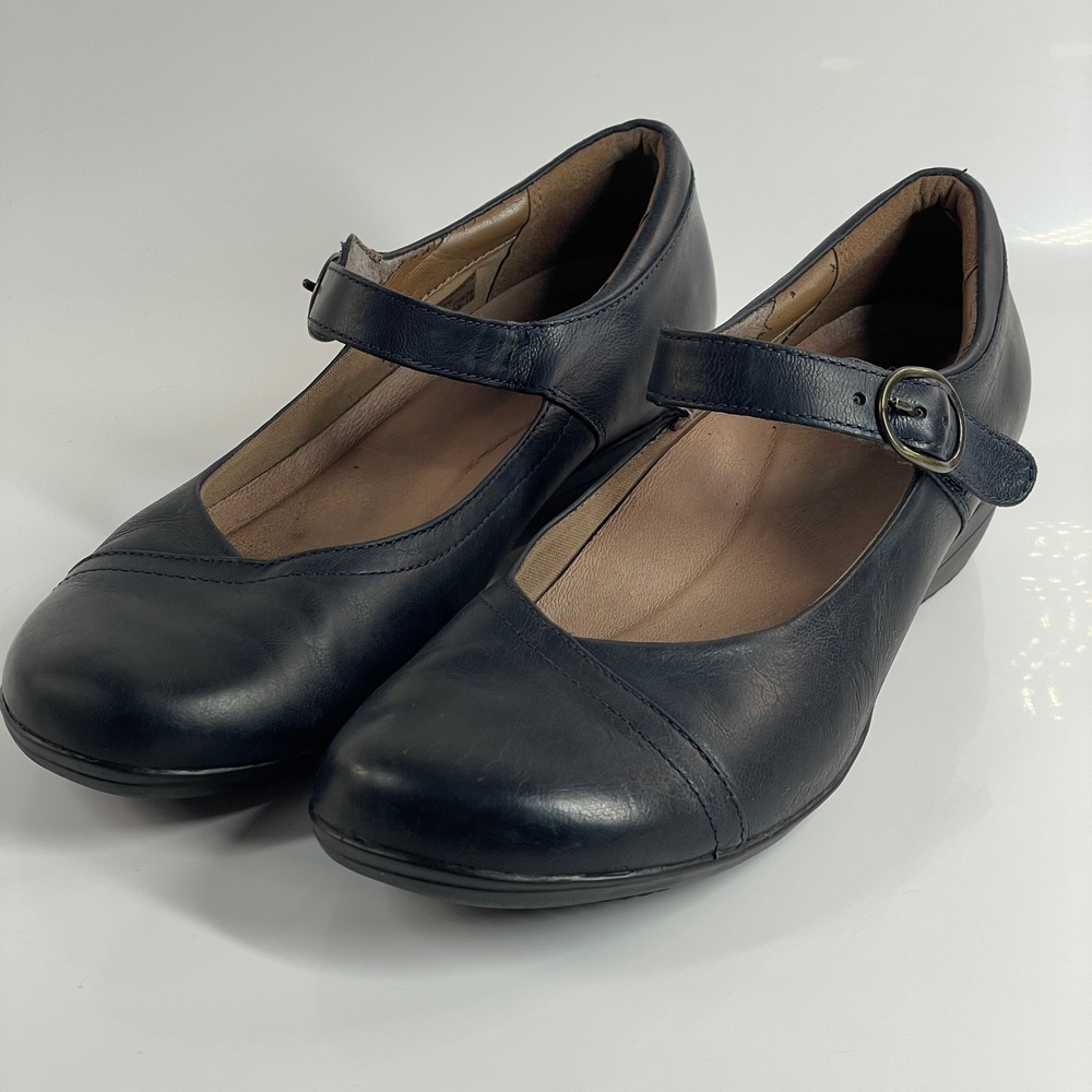Dansko Fawna Navy Blue Leather Mary Jane Comfort Shoes Size 37 5501550200